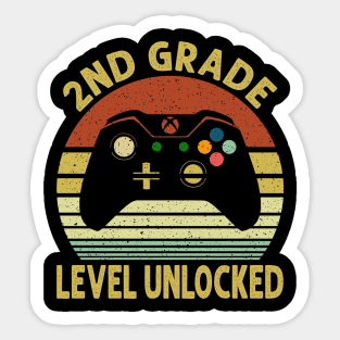 2nd Grade Level Unlocked First Day of School Video Gamer Sticker